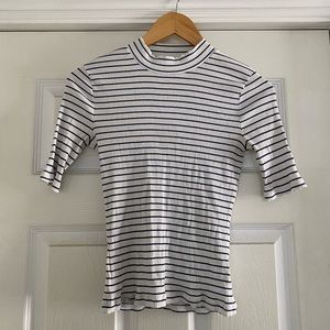 Madewell Ribbed Mock Neck Striped Shirt